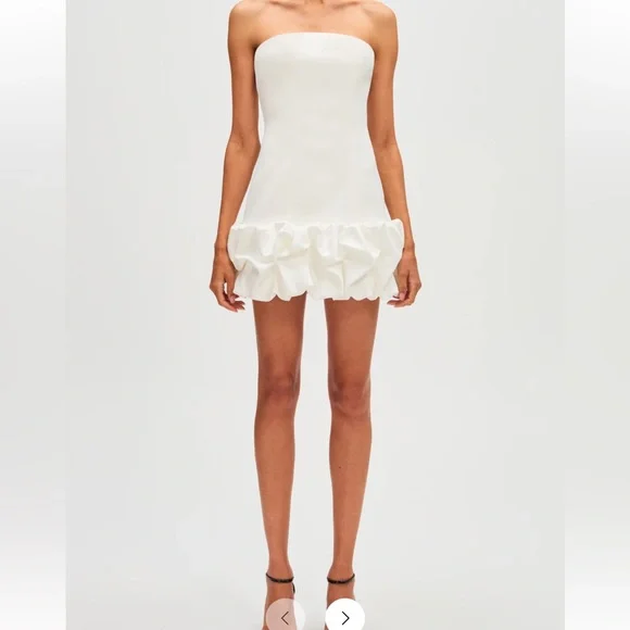 Misha Saphira Crepe Mini Dress in Ivory, Size M